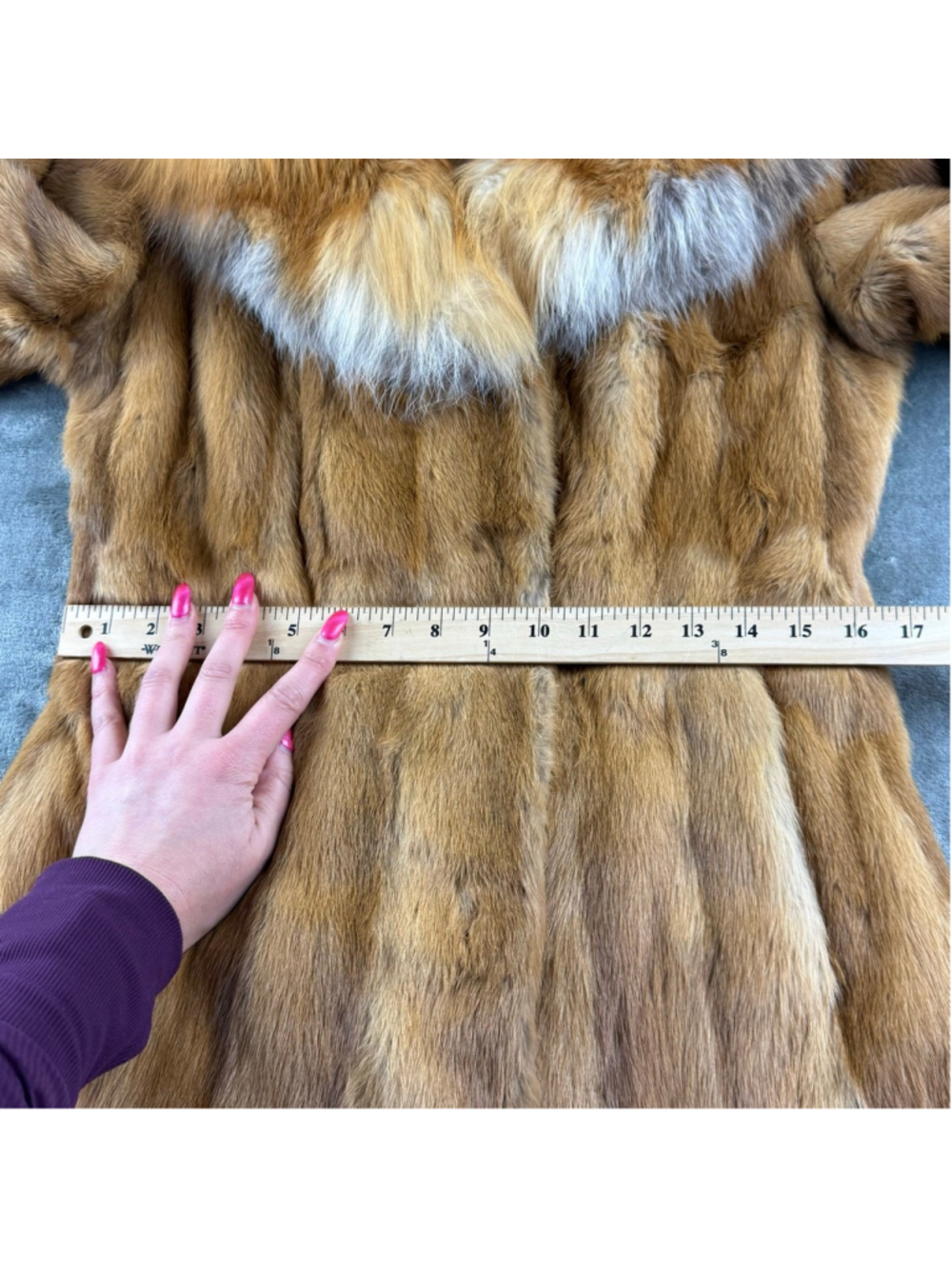 Vintage 70s Mink Fur Coat Women M Hurtig Fox Fur Collar Old Money Hollywood Glam - Picture 12 of 17
